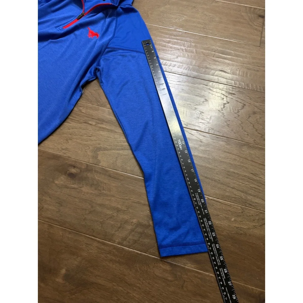 Champion Elite Mens Royal Blue‎ Quarter Zip Mustang Logo Performance Pullover L